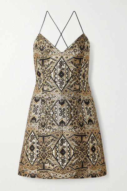 Tayla Metallic Brocade Mini Dress ...