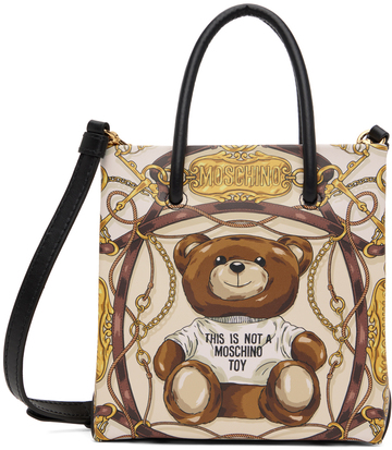 Moschino Brown & Gold Teddy Scarf Bag in print