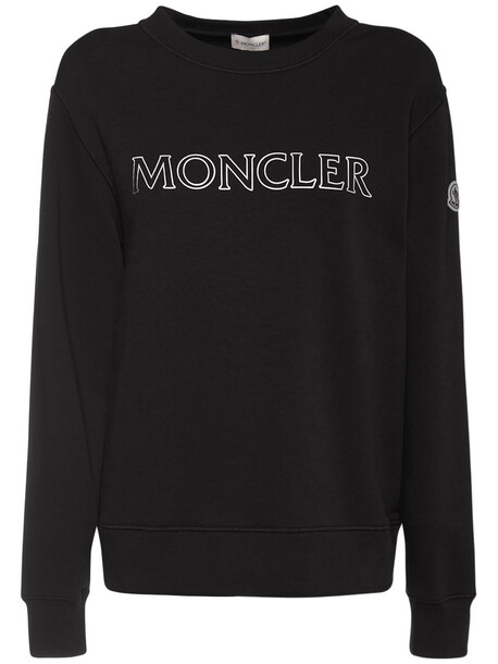 MONCLER Logo Printed Cotton Jersey Sweatshirt in black
