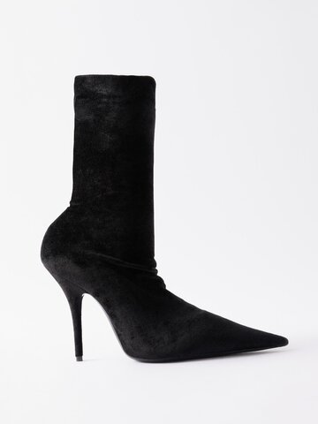 balenciaga - knife 110 stretch-velvet ankle boots - womens - black