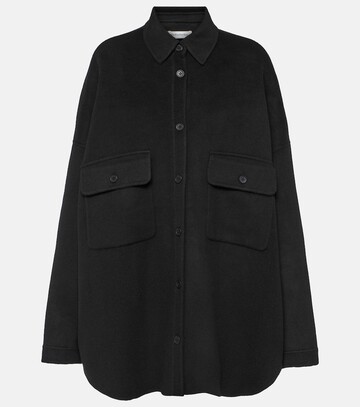 the frankie shop dallas wool-blend shirt jacket in black