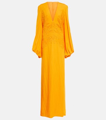 costarellos broderie anglaise gown in orange