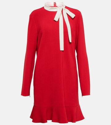 redvalentino tie-neck frisottine minidress in red