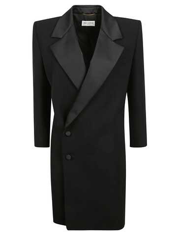 Saint Laurent Wrap Buttoned Coat in black