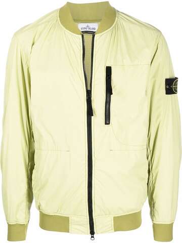 stone island compass-patch zip-up jacket - green
