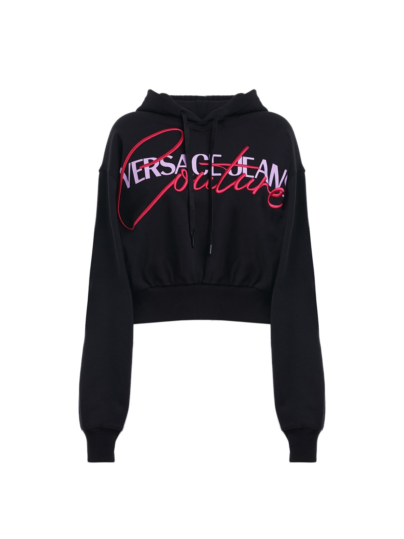 Versace Jeans Couture Jeans Couture Embroidery Detail Oversized Hoodie in black