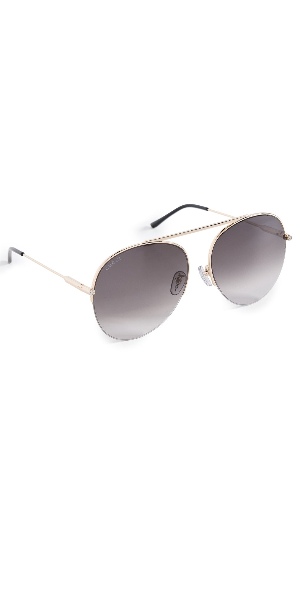 Gucci Oval Sunglasses Gold-Gold-Grey One Size