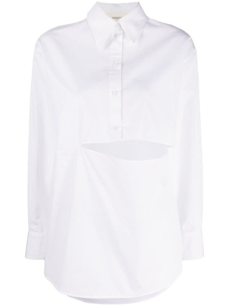 Ports 1961 slit-embellished poplin shirt in white