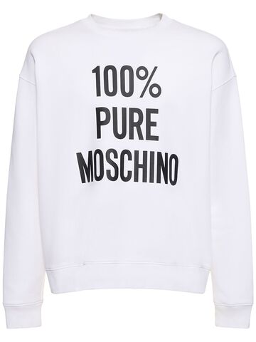 100% pure moschino cotton sweatshirt in white