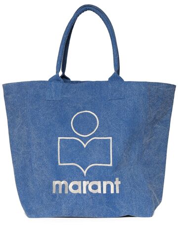 isabel marant yenky cotton tote bag in blue