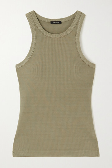 goldsign - the laurel ribbed stretch-jersey tank - green