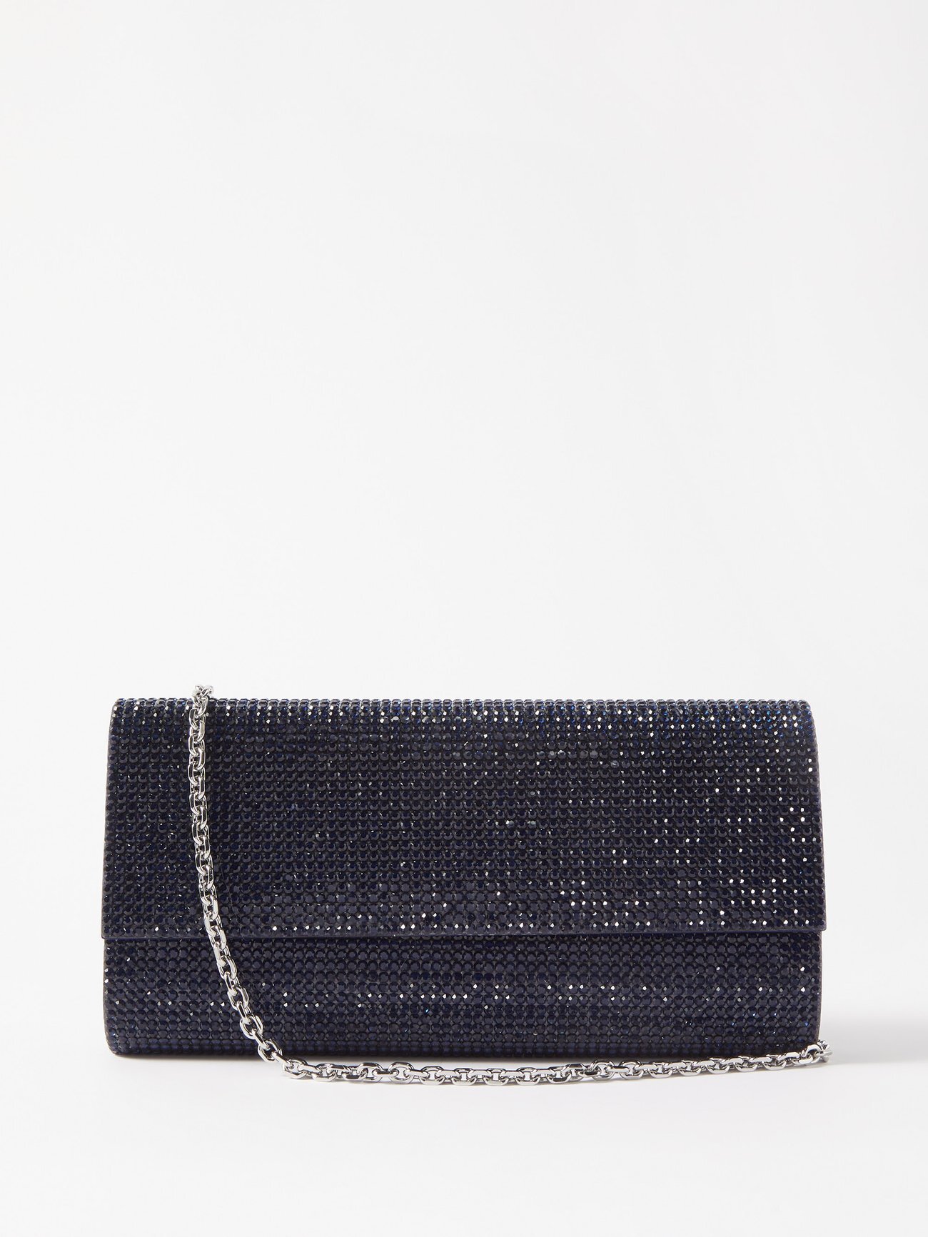 Judith Leiber - Perry Crystal-embellished Satin Clutch - Womens - Navy