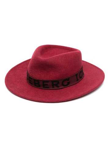 iceberg logo-strap wide-brim hat - red