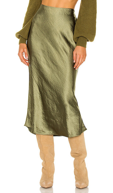 camila coelho gysele midi skirt in green