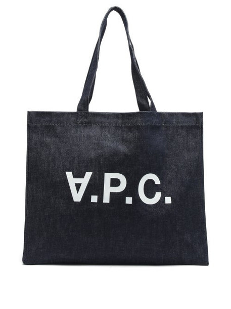 A.P.C. A.P.C. - Logo-print Denim Tote Bag - Womens - Indigo