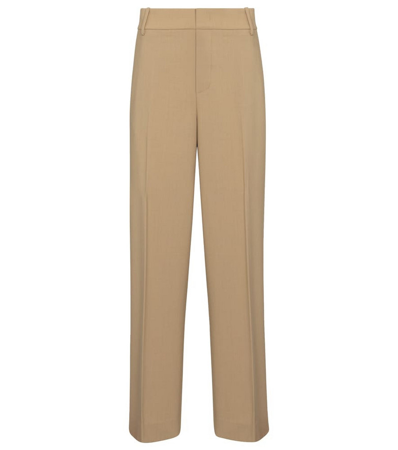 Vince High-rise wool-blend straight pants in beige