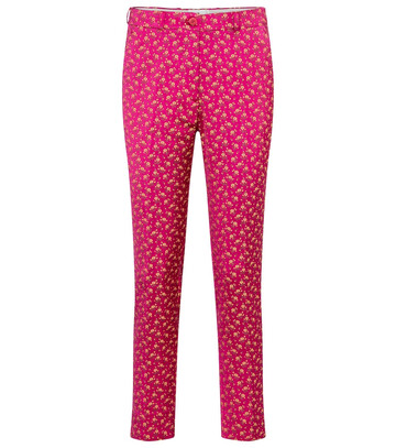 Etro Floral satin jacquard slim pants in pink