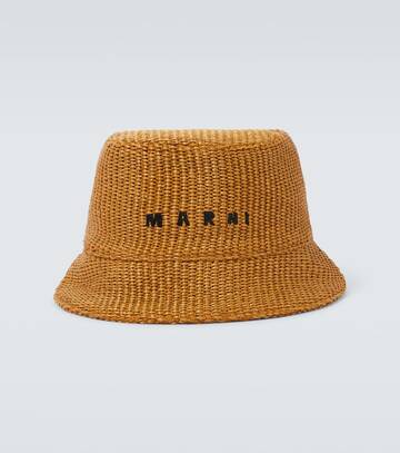 marni raffia-effect bucket hat in brown
