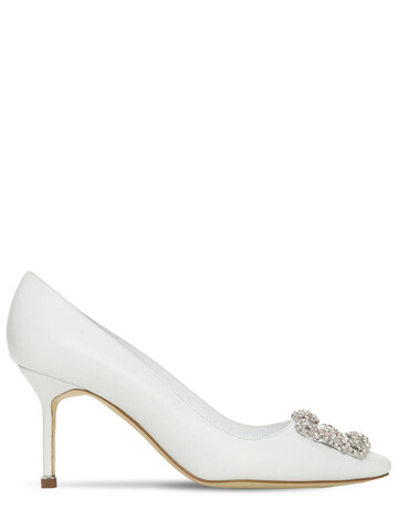 manolo blahnik 70mm hangisi leather pumps in white