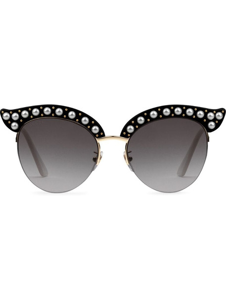 Gucci Eyewear black cat eye acetate sunglasses with pearls