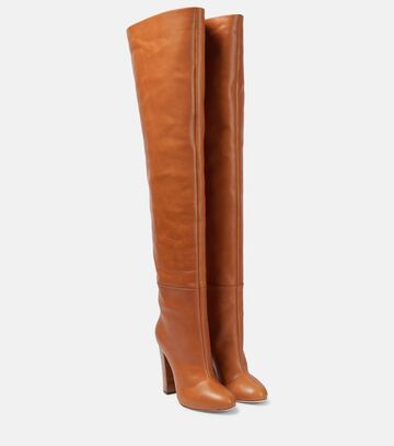 giambattista valli leather knee-high boots in beige