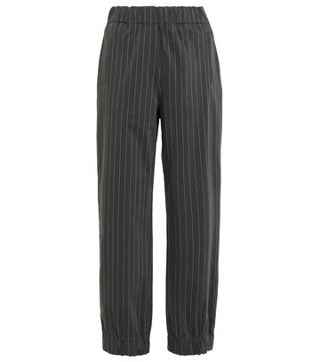Ganni High-rise pinstriped pants in grey