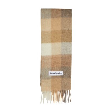 acne studios scarf with fringes in white / beige