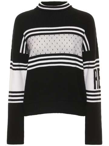 RED VALENTINO Worsted Wool Sweater in black / white