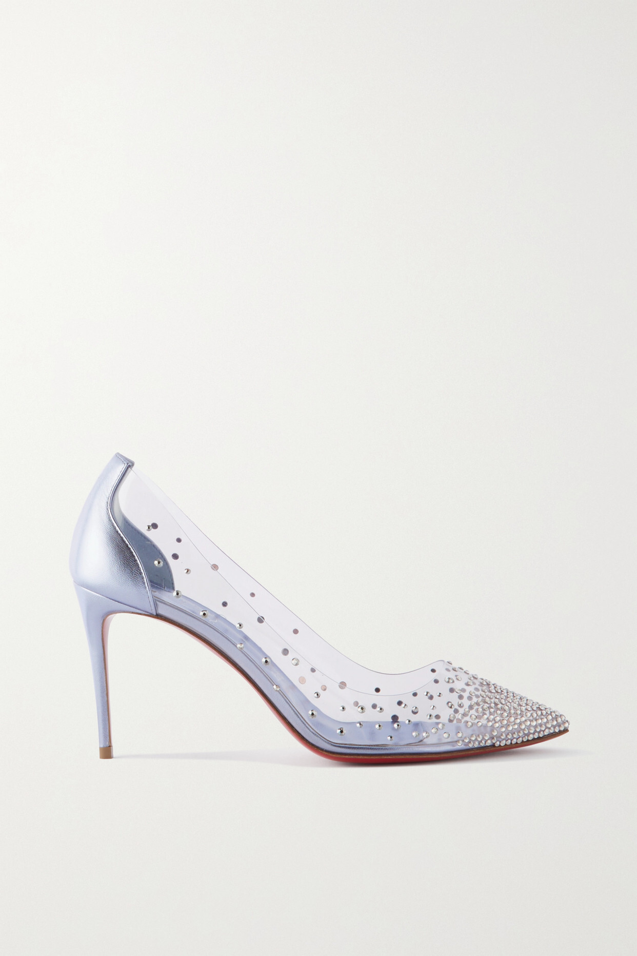Christian Louboutin - Degrastrass 85 Crystal-embellished Pvc And Metallic Leather Pumps - Silver