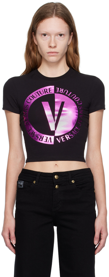 versace jeans couture black printed t-shirt