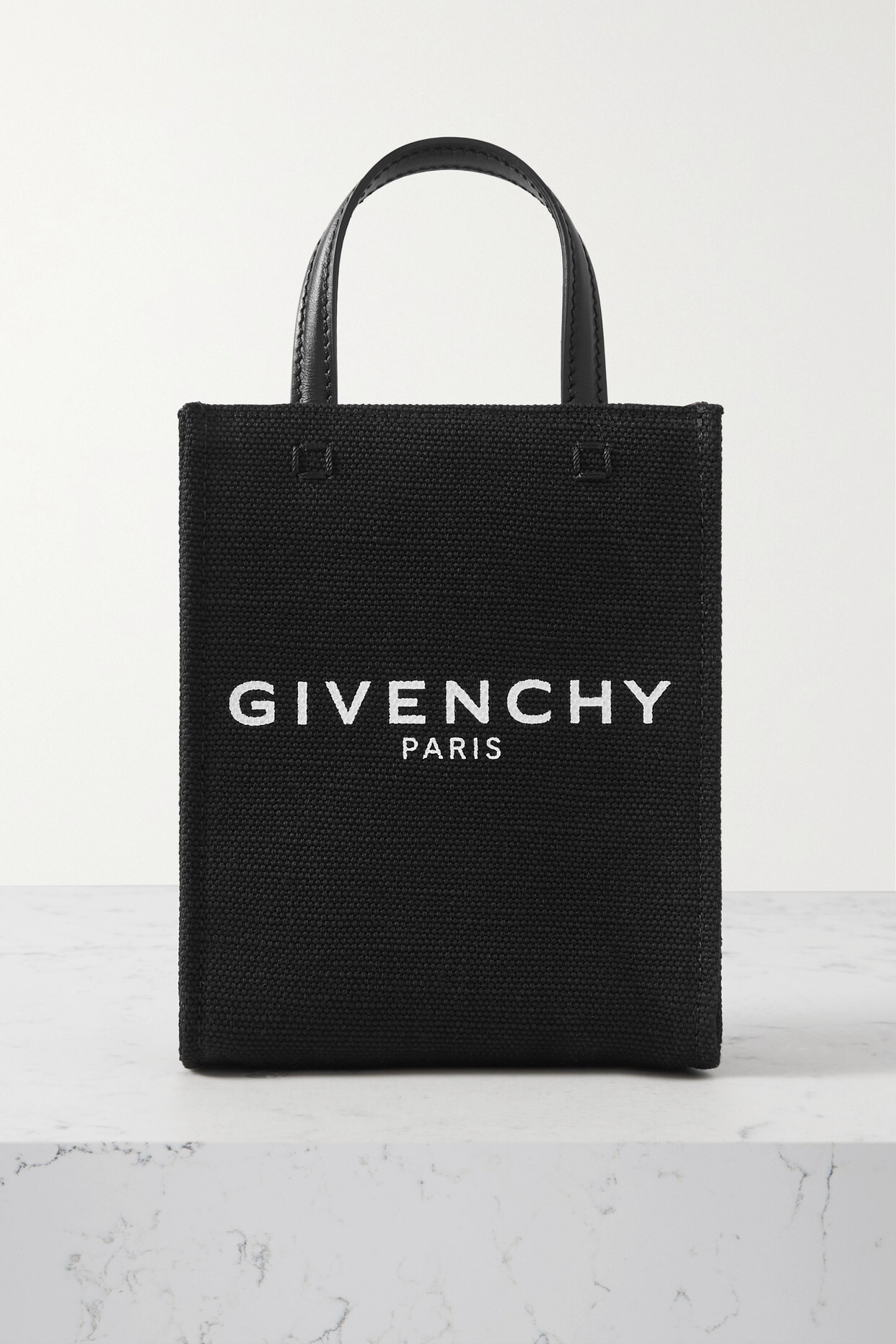 Givenchy - G-tote Mini Leather-trimmed Printed Canvas Tote - Black