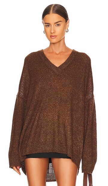Show Me Your Mumu Ozzy Oversized Sweater in Brown in chocolate