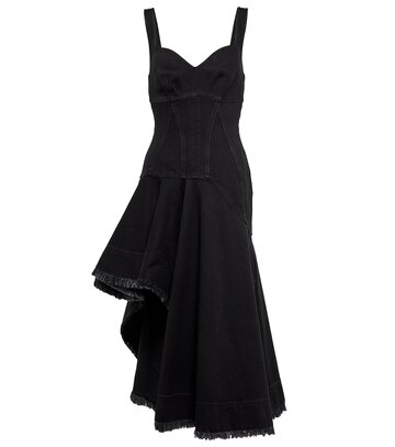 Alexander McQueen Denim midi dress in black