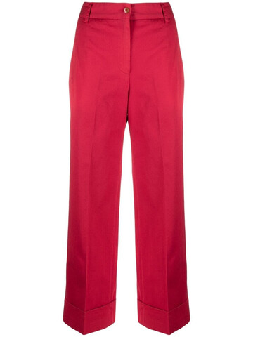 Brag-wette high-rise flared trousers in red
