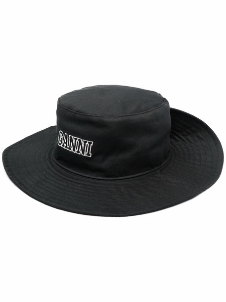 GANNI logo-print sun hat - Black