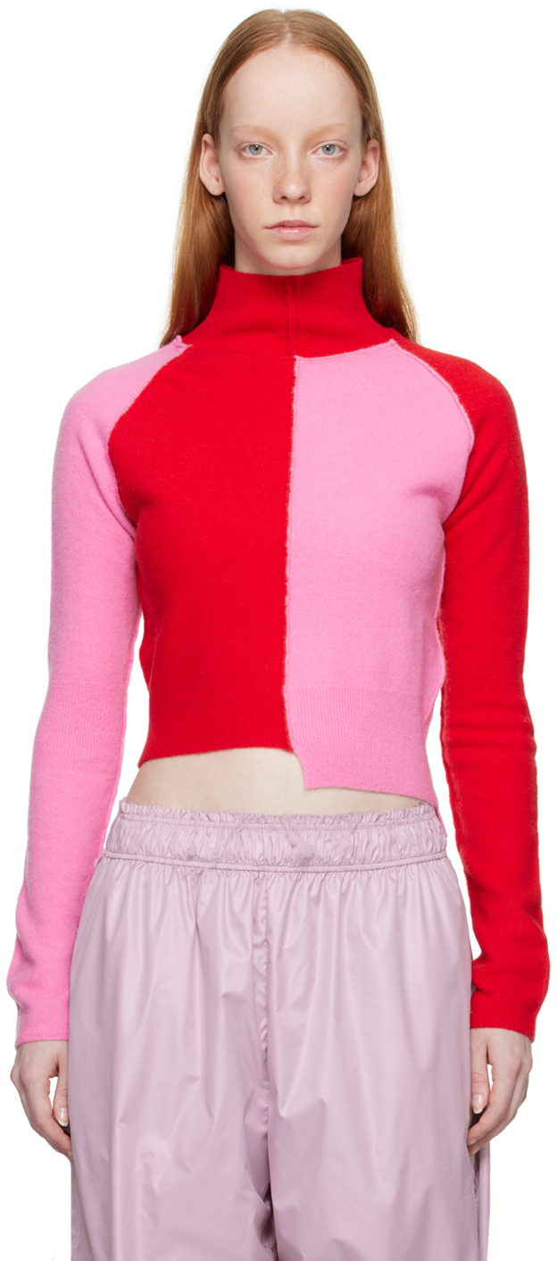 Talia Byre Pink & Red Patched Turtleneck