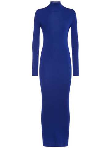 tom ford compact knit cashmere & silk midi dress in blue