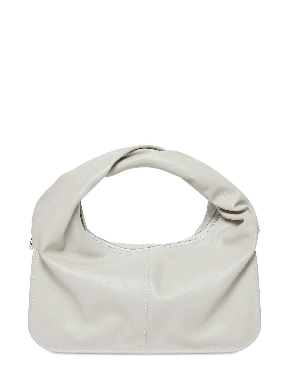 YUZEFI Wonton Leather Top Handle Bag in white