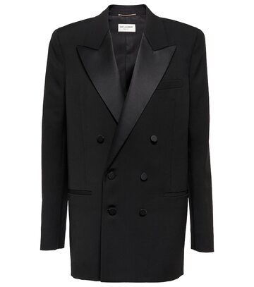saint laurent wool tuxedo blazer in black