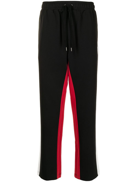 Ports V side-stripe straight trousers - Black