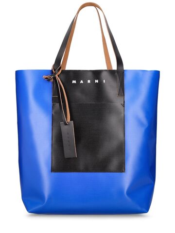 marni color-block tote bag in black / blue