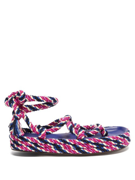 Isabel Marant - Rope Wraparound Flatform Sandals - Womens - Pink