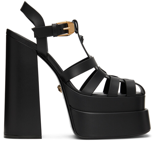 Versace Black La Medusa Platform Sandals