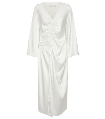 Safiyaa Silk satin midi dress in white