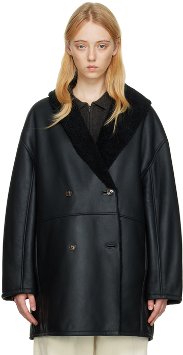 loulou studio black namo shearling coat