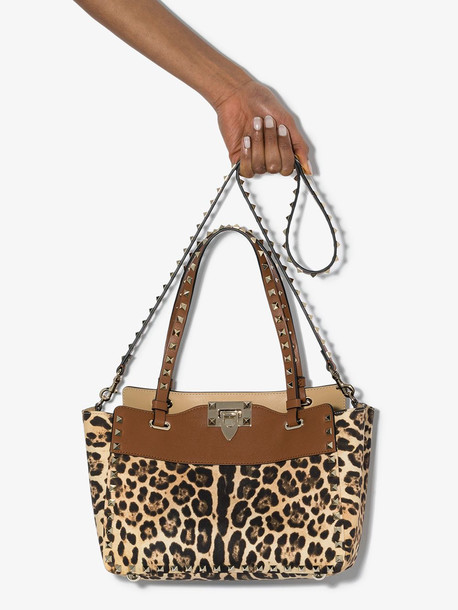 Valentino brown Garavani leopard print tote bag