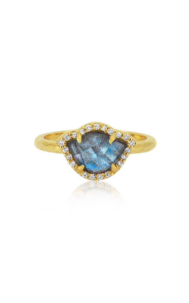 Amrapali Nalika Lotus 18K Yellow-Gold, Labradorite, and Diamond Ring in blue