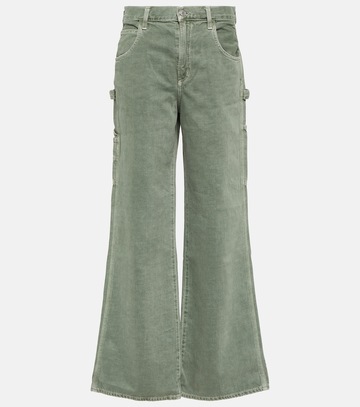 agolde magda mid-rise wide-leg jeans in green
