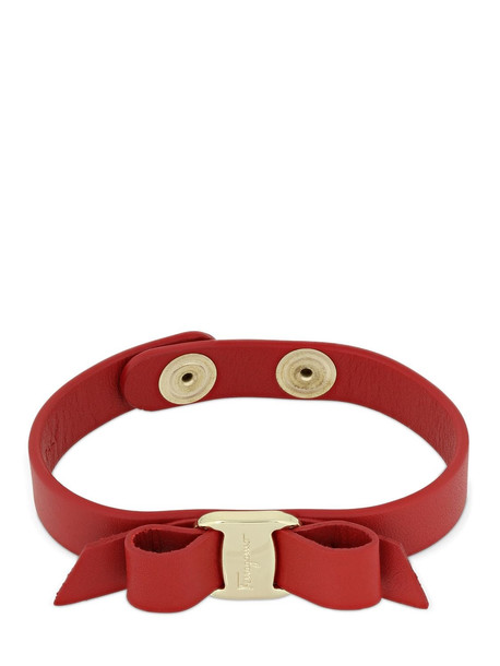 SALVATORE FERRAGAMO Vara Bow Leather Bracelet in gold / red
