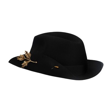 Borsalino Art Nouveau medium brim felt hat in black